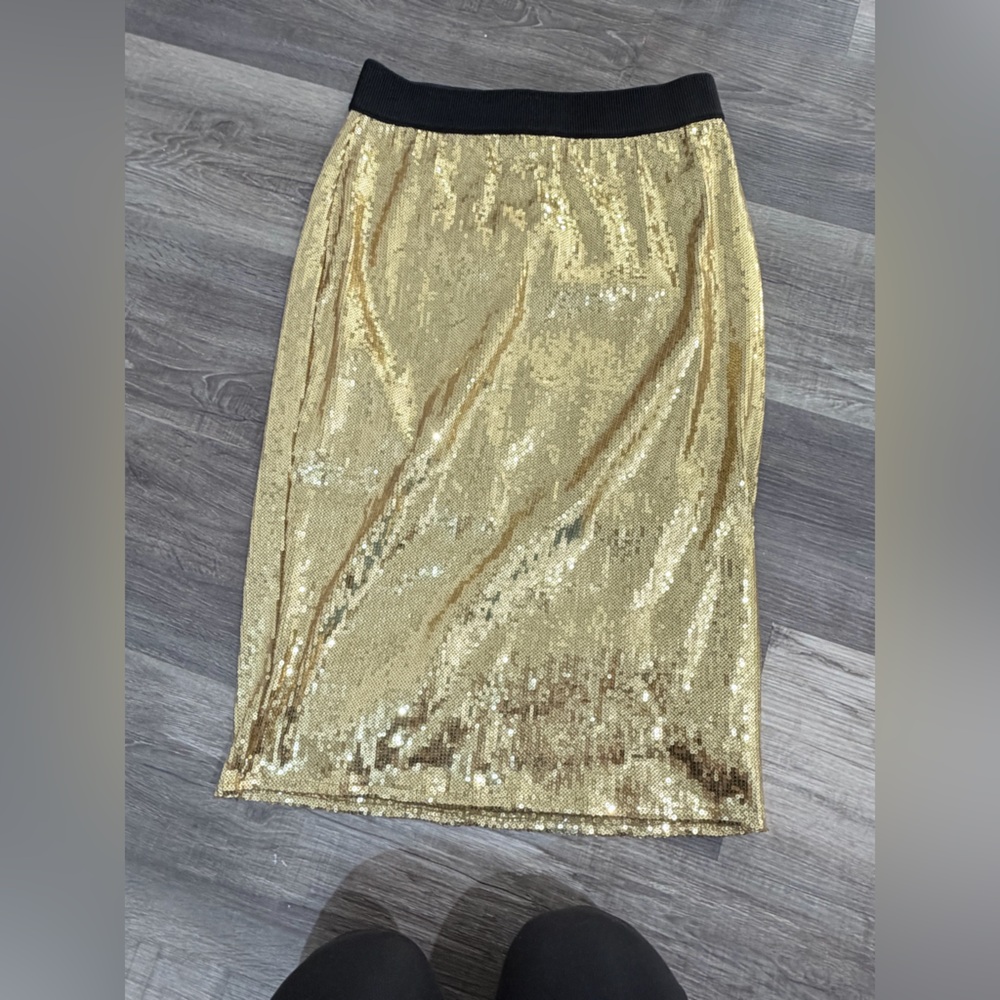 Gold Sequin Pencil Skirt